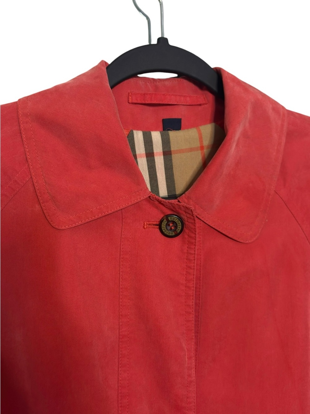 Burberry Fall Red Trench Coat with Classic Check Lining & Pockets sz XS - Picture 4 of 15